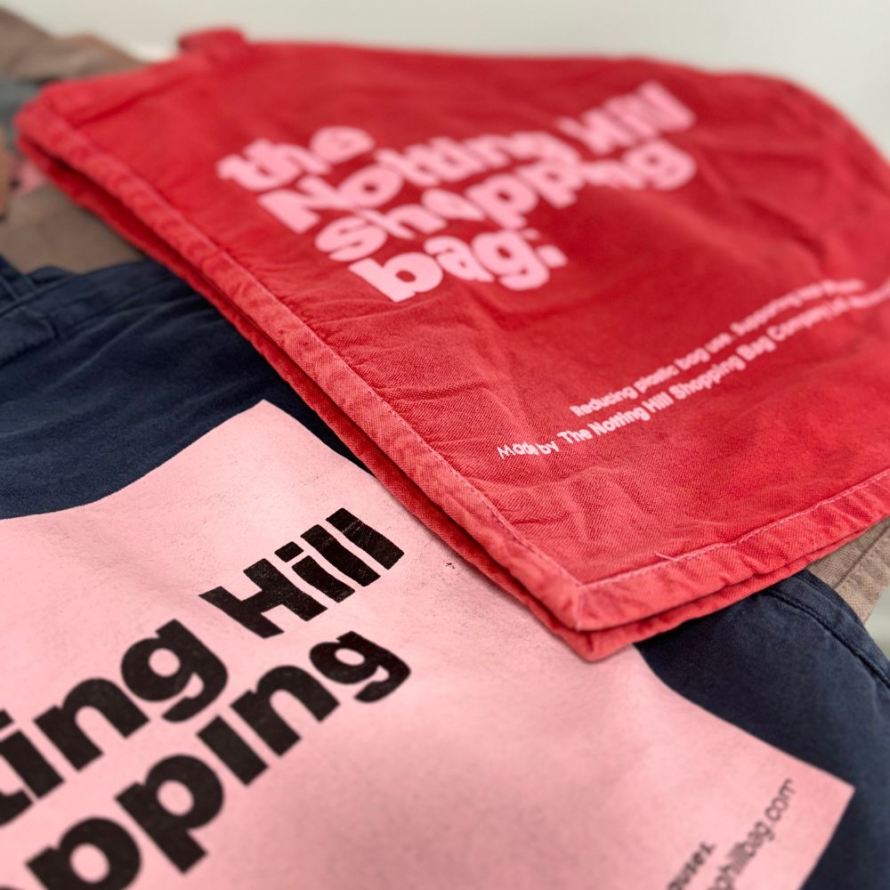 The Notting Hill Shopping Bag™ | Hand Dye Collection | Red With Pink Logo