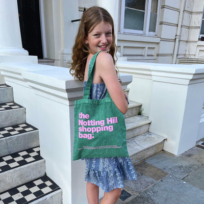 The Notting Hill Shopping Bag™  | Mini Collection | Green with pink