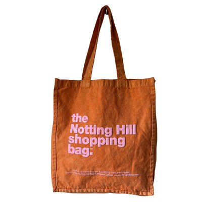 The Notting Hill Shopping Bag™  | Hand Dye Collection | Orange with pink logo