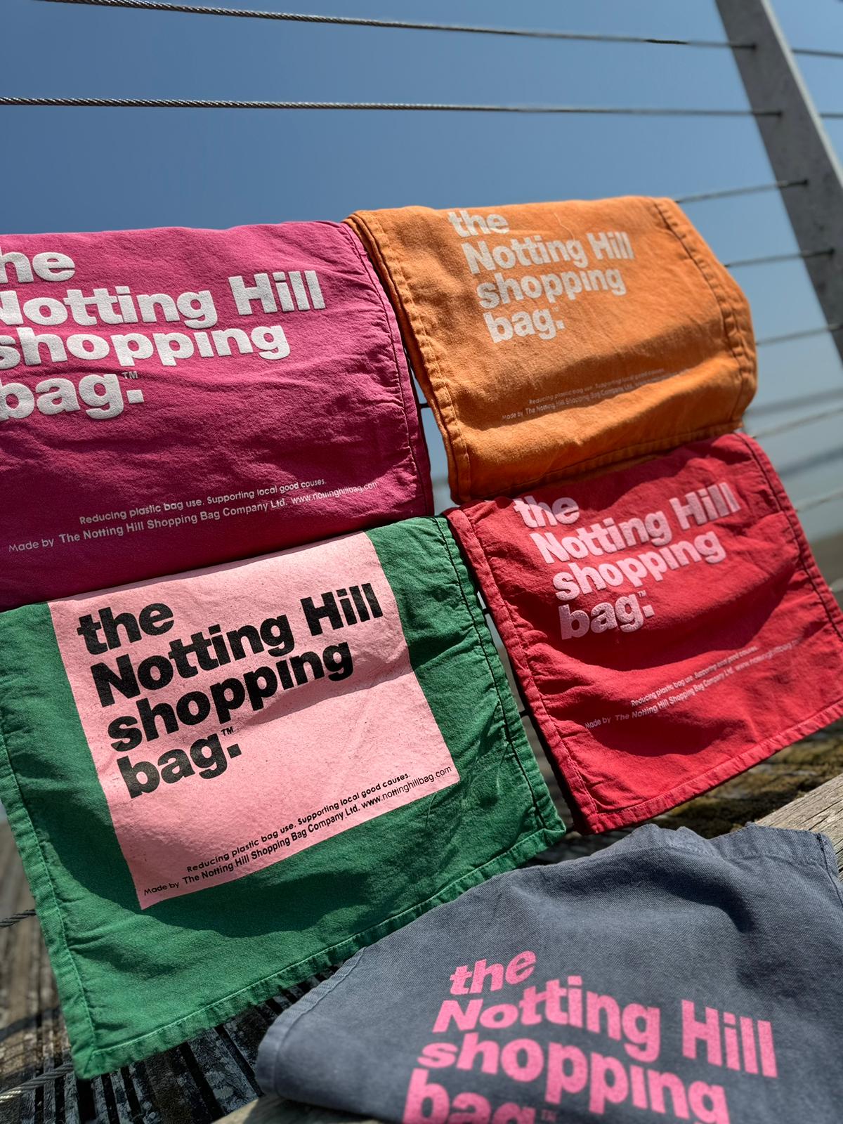 The Notting Hill Shopping Bag™  | Denim collection | Navy, Pink Logo