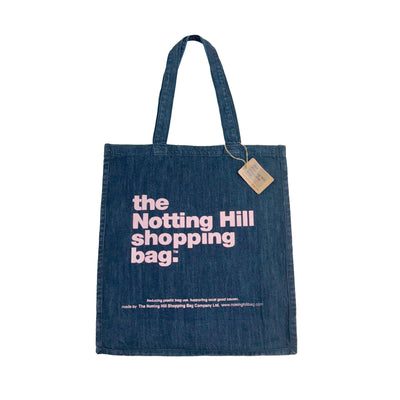 The Notting Hill Shopping Bag™  | Denim collection | Navy, Pink Logo